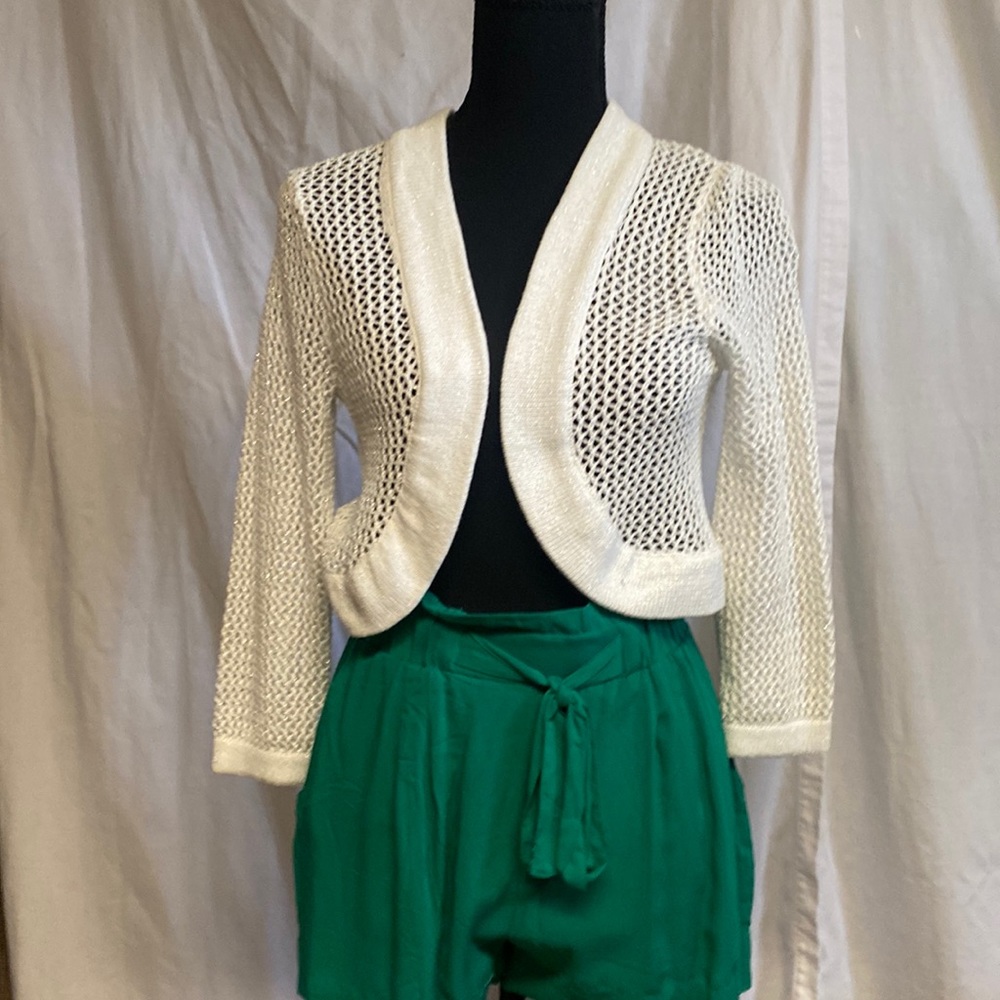White knit crop jacket